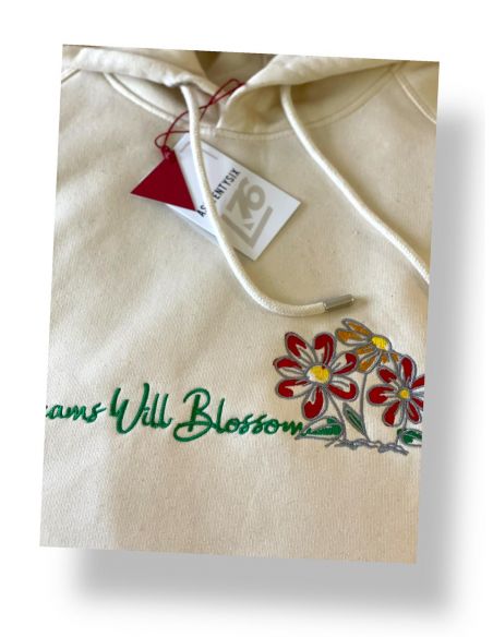 Felpa con cappuccio ricamo grande Dreams Will Blossom