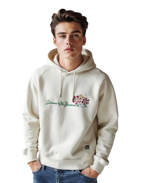 Felpa con cappuccio ricamo grande Dreams Will Blossom