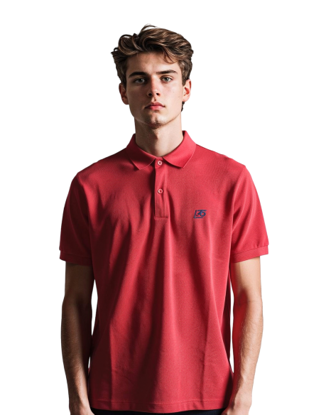 Polo uomo con logo ricamo lato cuore e frase sul braccio
