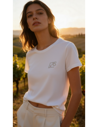 Maglia donna con logo in cristallo naturale