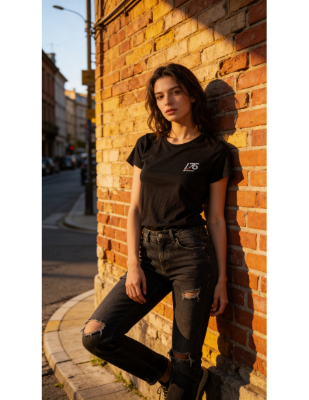 Maglia donna con logo in cristallo naturale