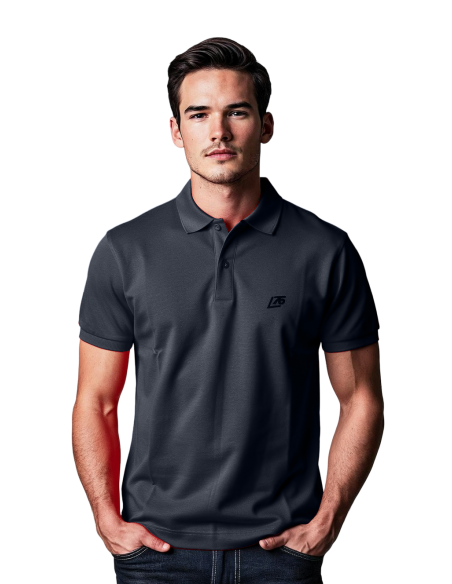 Polo uomo con logo ricamo lato cuore e frase sul braccio