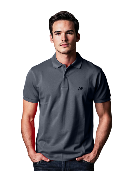 Polo uomo con logo ricamo lato cuore e frase sul braccio