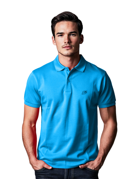 Polo uomo con logo ricamo lato cuore e frase sul braccio