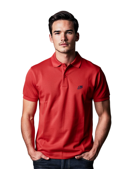Polo uomo con logo ricamo lato cuore e frase sul braccio