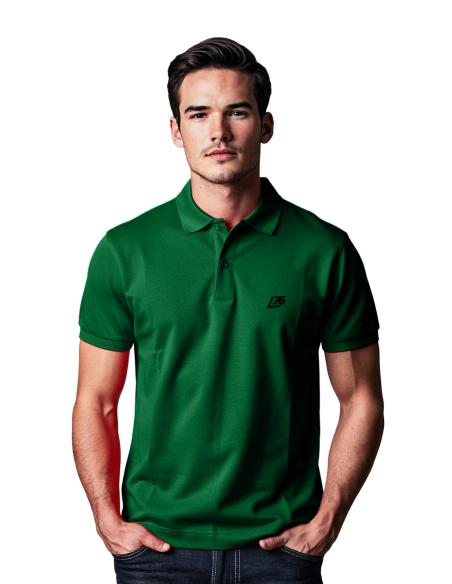 Polo uomo con logo ricamo lato cuore e frase sul braccio