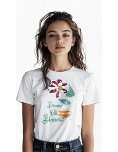 Maglia donna con fiore e strass in cristallo naturale 2