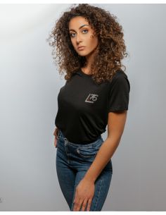 Maglia donna con logo in cristallo naturale