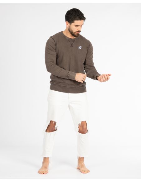 FELPA VINTAGE con triangolo a coste e patch lato cuore