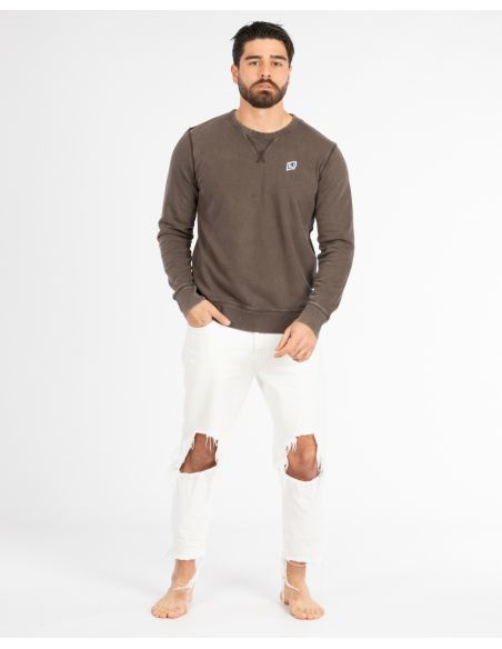 FELPA VINTAGE con triangolo a coste e patch lato cuore