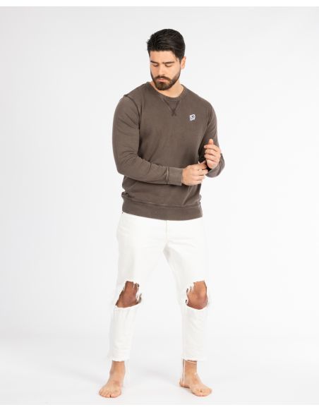 FELPA VINTAGE con triangolo a coste e patch lato cuore