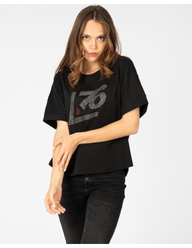 Maglia manica Larga Logo A76 Strass Cristallo