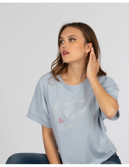 Maglia manica Larga Logo A76 Strass Cristallo