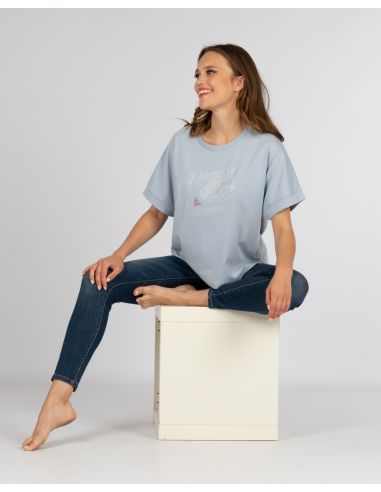 Maglia manica Larga Logo A76 Strass Cristallo