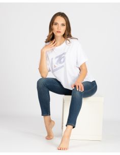 Maglia oversize  Logo A76 Strass Blu Zaffiro 2