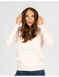 Felpa donna con cappuccio con strass in cristallo naturale